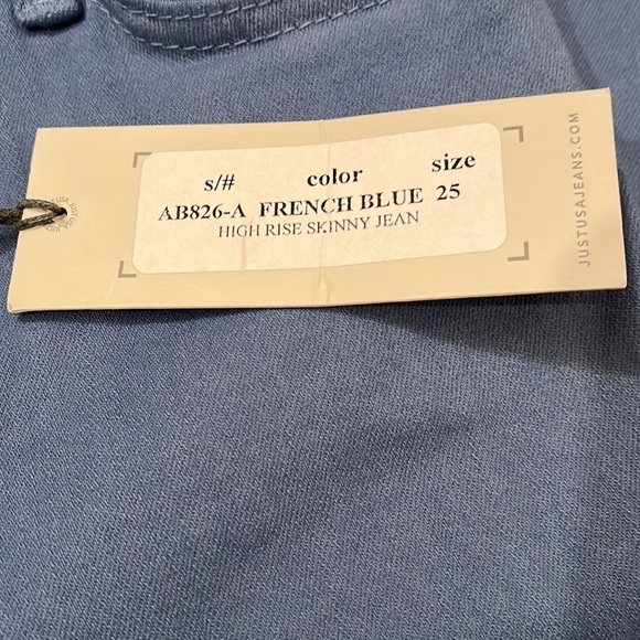 Just USA French Blue High Rise Skinny Jean Sz 25 NWT - Picture 4 of 7